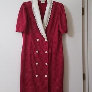 Amari red w polka dots and cream colored lace